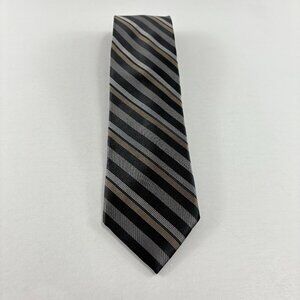 Joseph A. Bank Black / Silver Striped Men's Extra Long Tie 3 3/4" x 63"
